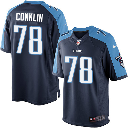 Men's Limited Jack Conklin Nike Jersey Navy Blue Alternate - #78 NFL Tennessee Titans